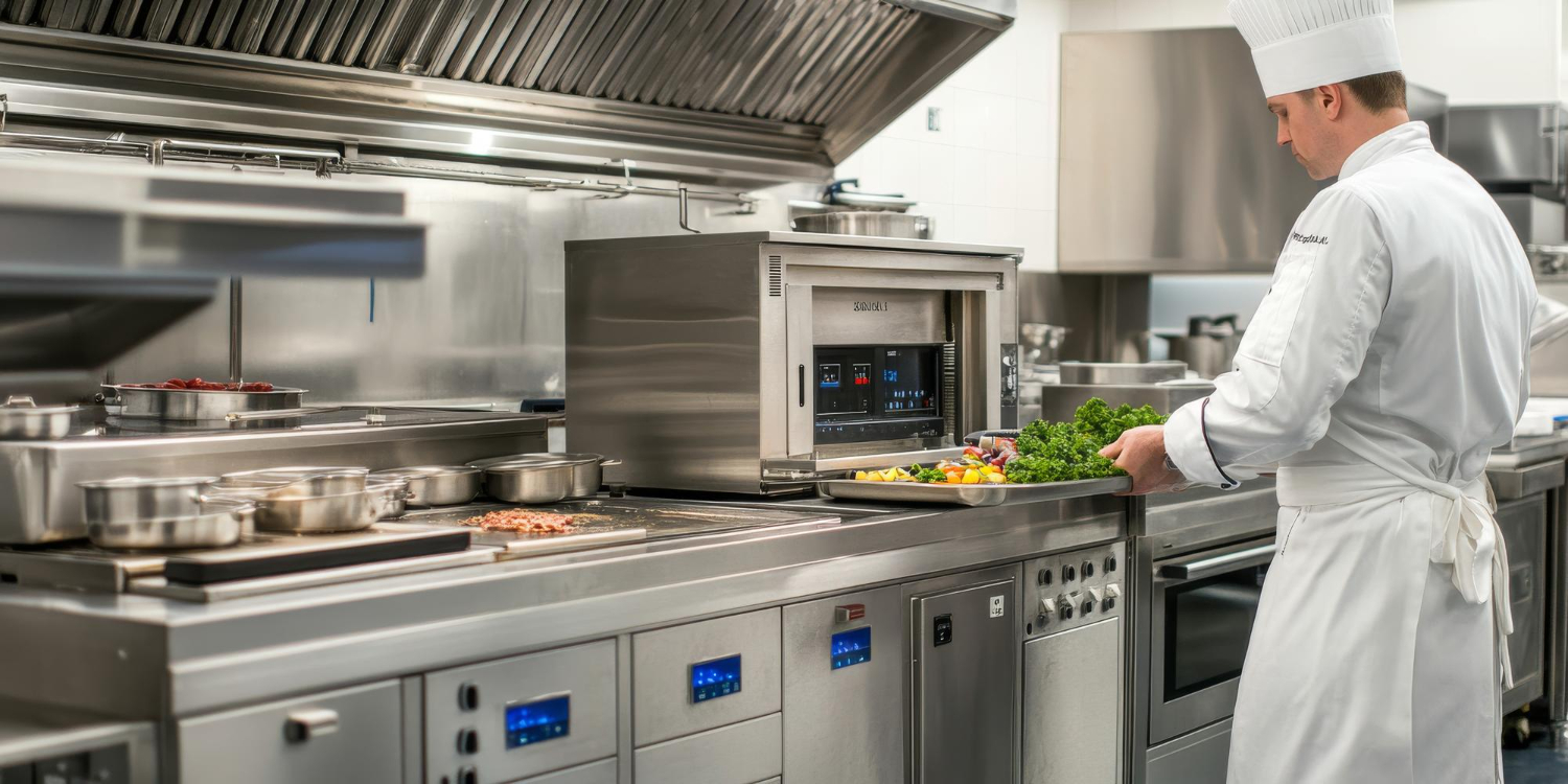 Modern equipped commercial kitchen