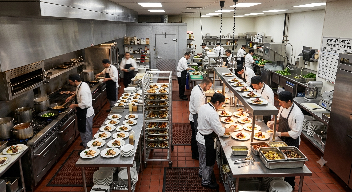banquet food production kitchen