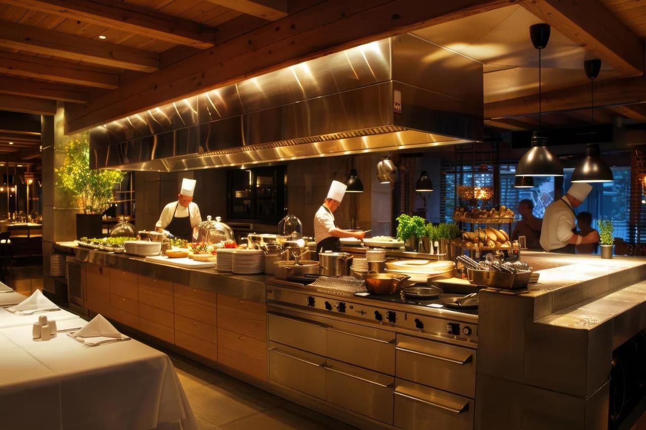 multi-cuisine restaurant kitchen setup